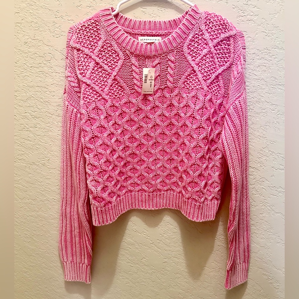 Aeropostale Cozy Pink Cable Knit Sweater – Size Small, NWT, $59.95 MSRP